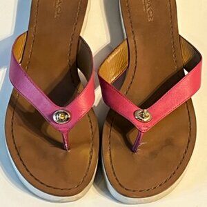 Coach New York Shelly model Hot pink summer sandals Leather upper Size 8B EUR 38